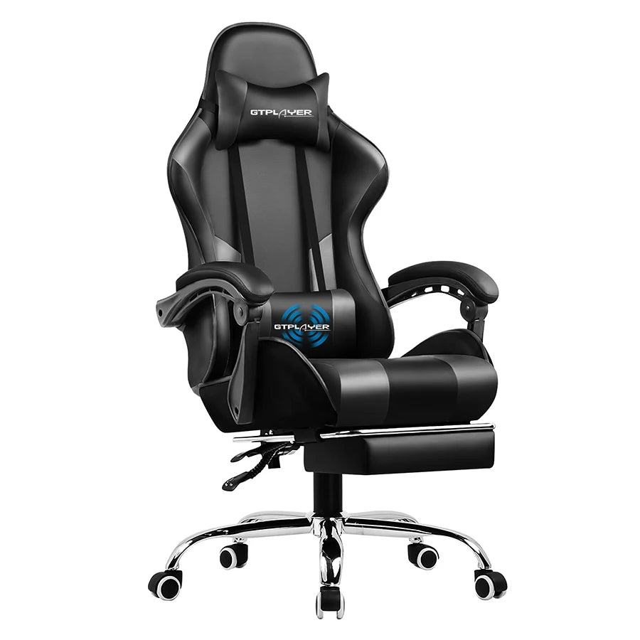 GTPLAYER Gaming Chair with Footrest, Lumbar Support, Adjustable Height, Swivel Seat, Headrest for Office or Gaming