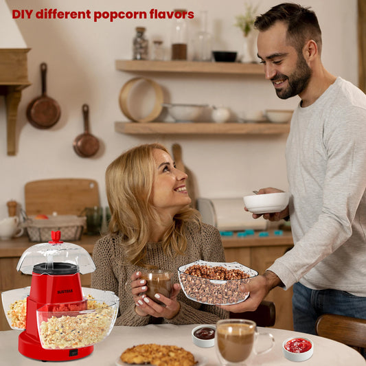1200W Electric Hot Air Popcorn Maker, No Oil Popcorn Popper Machine for Home Party, Kids DIY Snack, Summer BBQ Family Gathering, US Plug