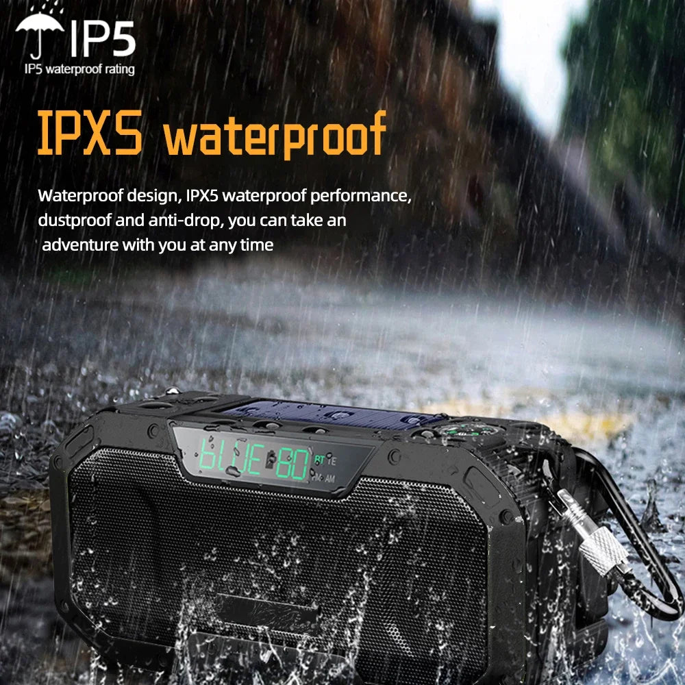 Multi-purpose Emergency Radio Hand Crank USB Rechargeable On Batteries Solar Portable FM Radio Flashlight Reading Lamp SOS Alarm