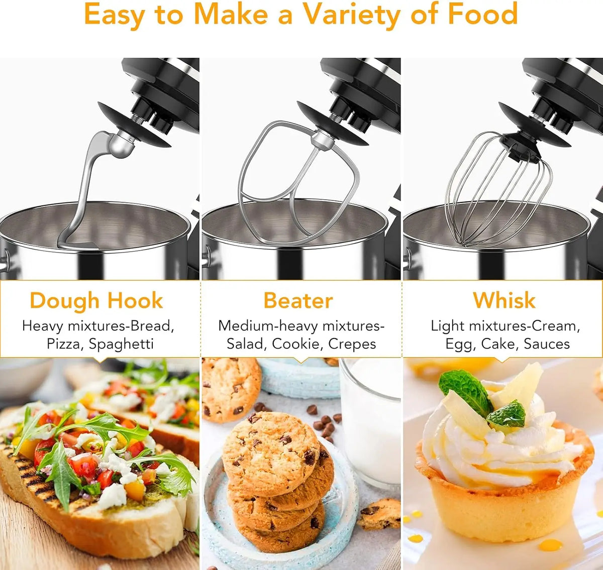 TWISTER.CK Black 7.5Qt Stand Mixer, 660W 10-Speed Tilt-Head – Copper Motor, Stainless Bowl, Includes Dough Hook, Beater & Whisk, Splash Guard, Non-Slip Base