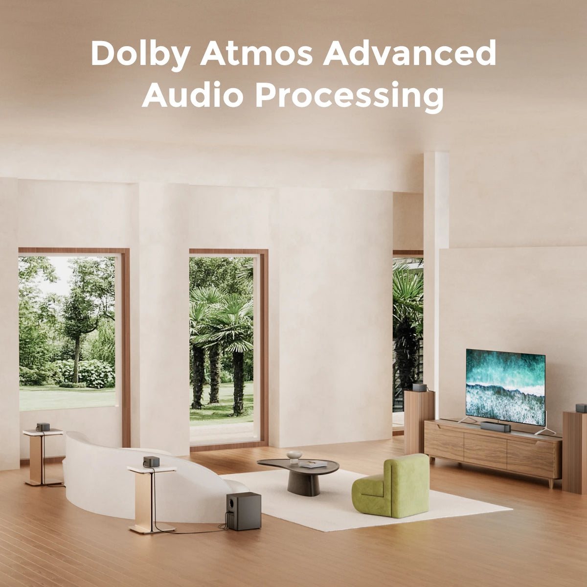 ULTIMEA 500W 7.1ch Dolby Atmos Soundbar with Wireless Subwoofer & 4 Surround Speakers, Home Theater System with APP Control