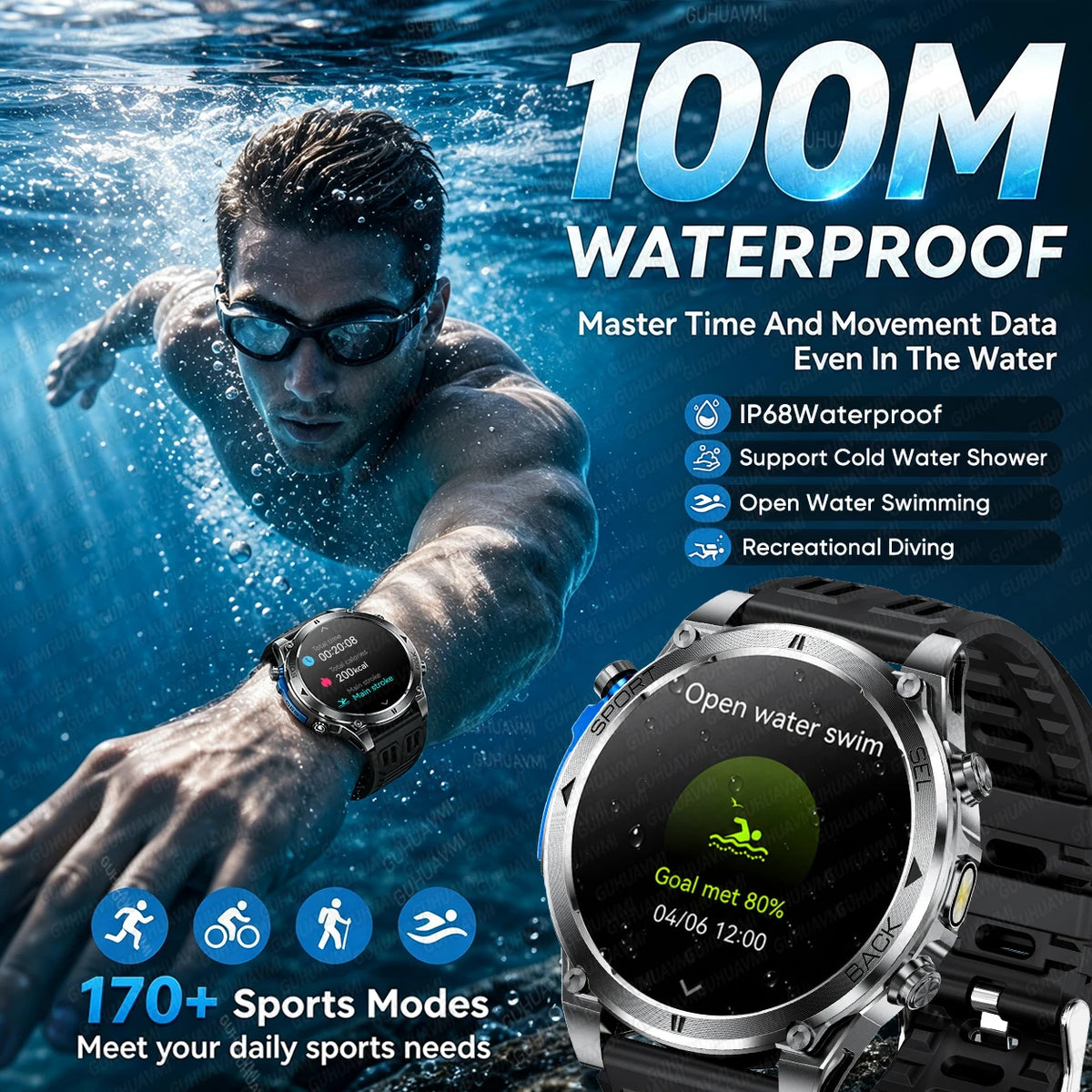 New T-RX4 Ultra Outdoor Sports Smart Watch Built in GPS Compass Altimeter Barometer 10ATM Waterproof Military Smartwatch For Men