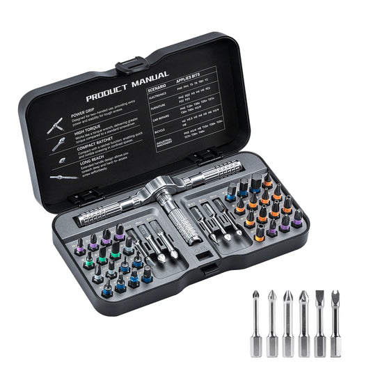 VMAN 40in1 Multifunction Ratchet Screwdriver Set Multi Magnetic Bits Mini Repair Tool Kit  Household Tool For PC & Iphone Etc.