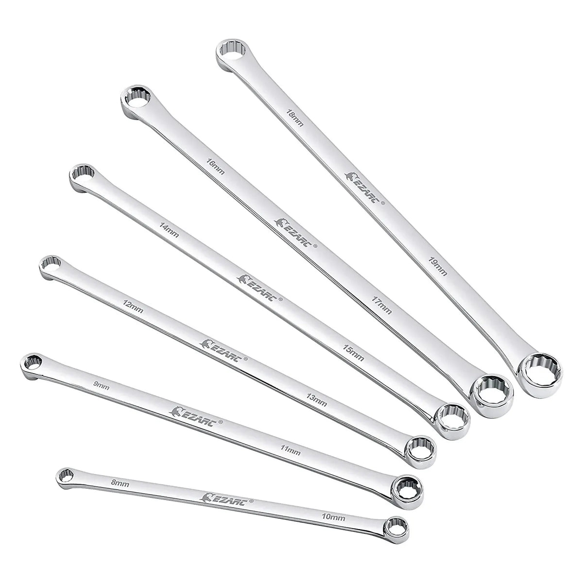 EZARC 6PCS Extra Long Box End Wrench Set CRV Metric 8mm - 19mm Combination Durable Aviation Spanner