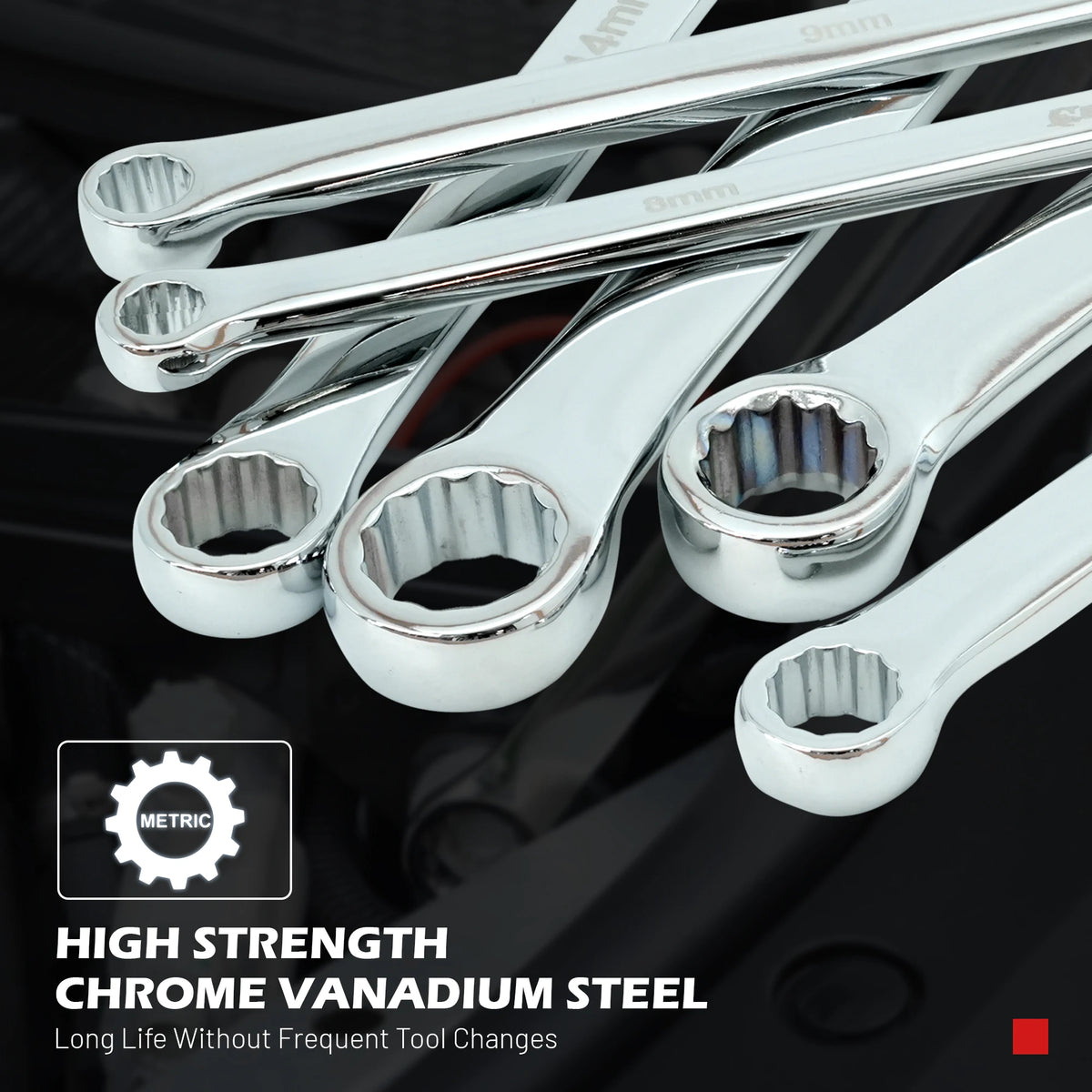 EZARC 6PCS Extra Long Box End Wrench Set CRV Metric 8mm - 19mm Combination Durable Aviation Spanner