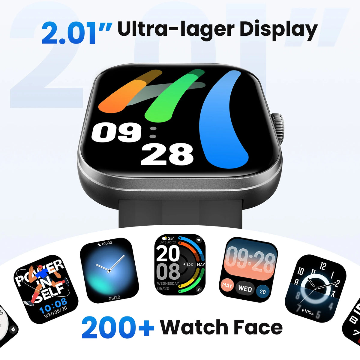 HAYLOU Watch Faro Voice Calling Smart Watch 2.01'' HD Screen 24H Health Monitor 150+ Sports Modes Bluetooth Smartwatch Men Women