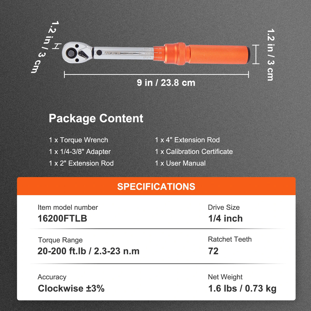 SucceBuy 1/2" 1/4" 3/8" Mechanical Torque Wrench Set Precision Pointer Hand Tools Torque Wrench Workshop Car Repair Tool