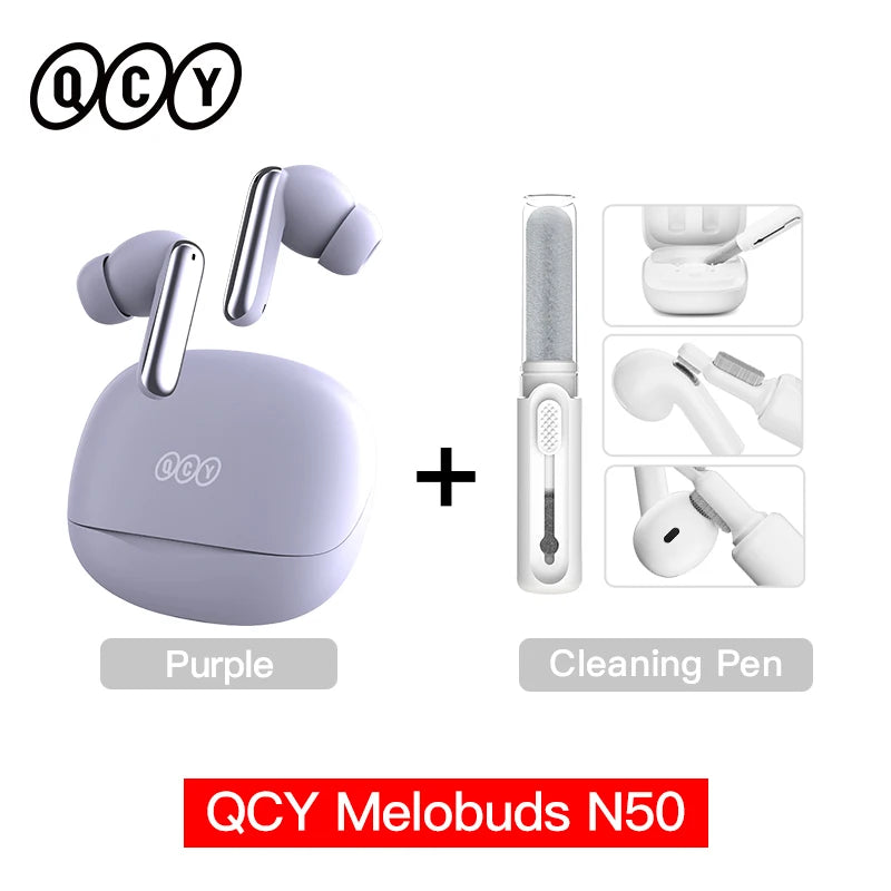 QCY Melobuds N50 ANC Bluetooth 5.4 Wireless Earphones Active Noise Cancellation 6 Mics Clear Call Earbuds Multipoint Connection