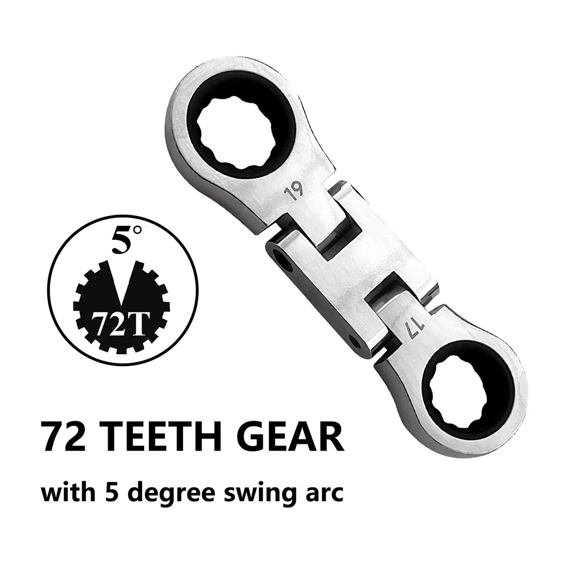 5pcs Dual Flex Head Ratcheting Wrench Set, Double Box End, Flex-Head, Stubby Metric Combination Wrench Set