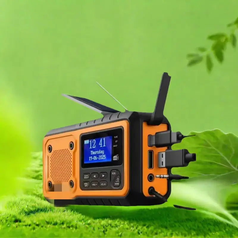 Survival Flashlight Crank Charging Solar Radio DAB+FM BT Emergency Kit Radio with 5000 MAh Power Bank and Alarm Clock Led Torch