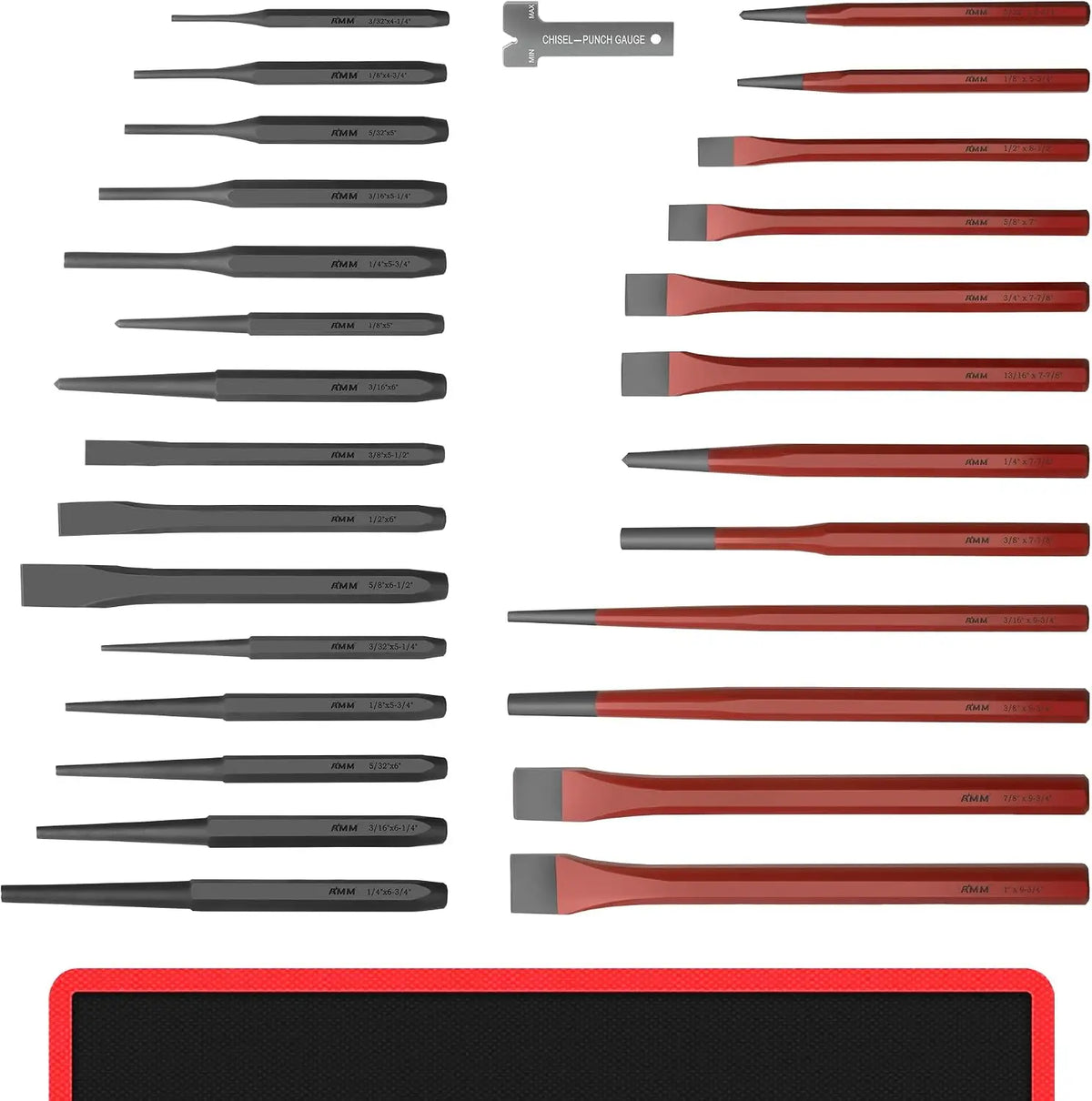28PC Punch & Chisel Set, Cr-V Heavy Duty for Metal/Wood/Auto, Taper, Pin, Center Punch, Cold Chisels