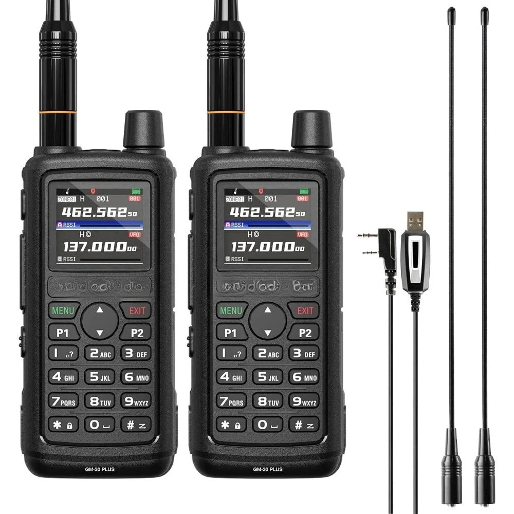 Handheld GMRS Radio 2 Pack 1000 Channels GPS Repeater Capable Long Range NOAA UHF VHF Airband Scanner with Programming Cable
