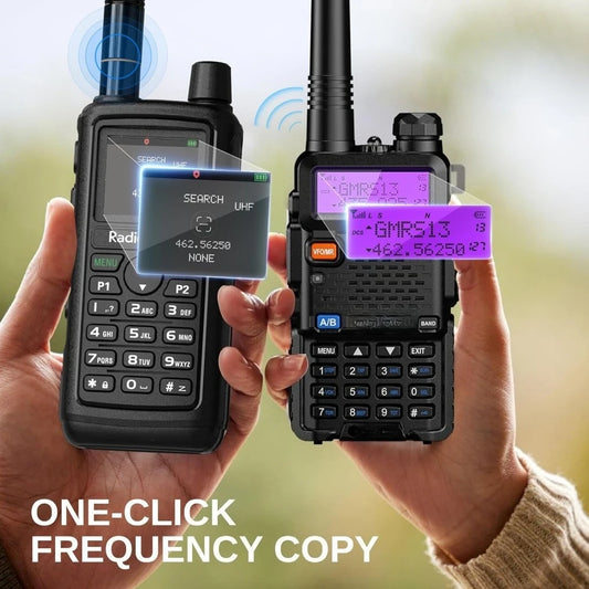 Handheld GMRS Radio 2 Pack 1000 Channels GPS Repeater Capable Long Range NOAA UHF VHF Airband Scanner with Programming Cable