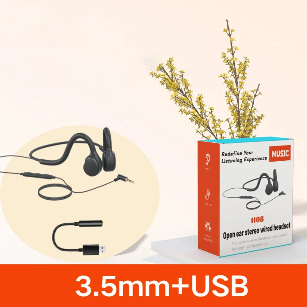 Hanging Sports Headphones Stereo Phone Earphones Wired Bone Conduction Headphones With Microphone for Iphone Xiaomi Samsung
