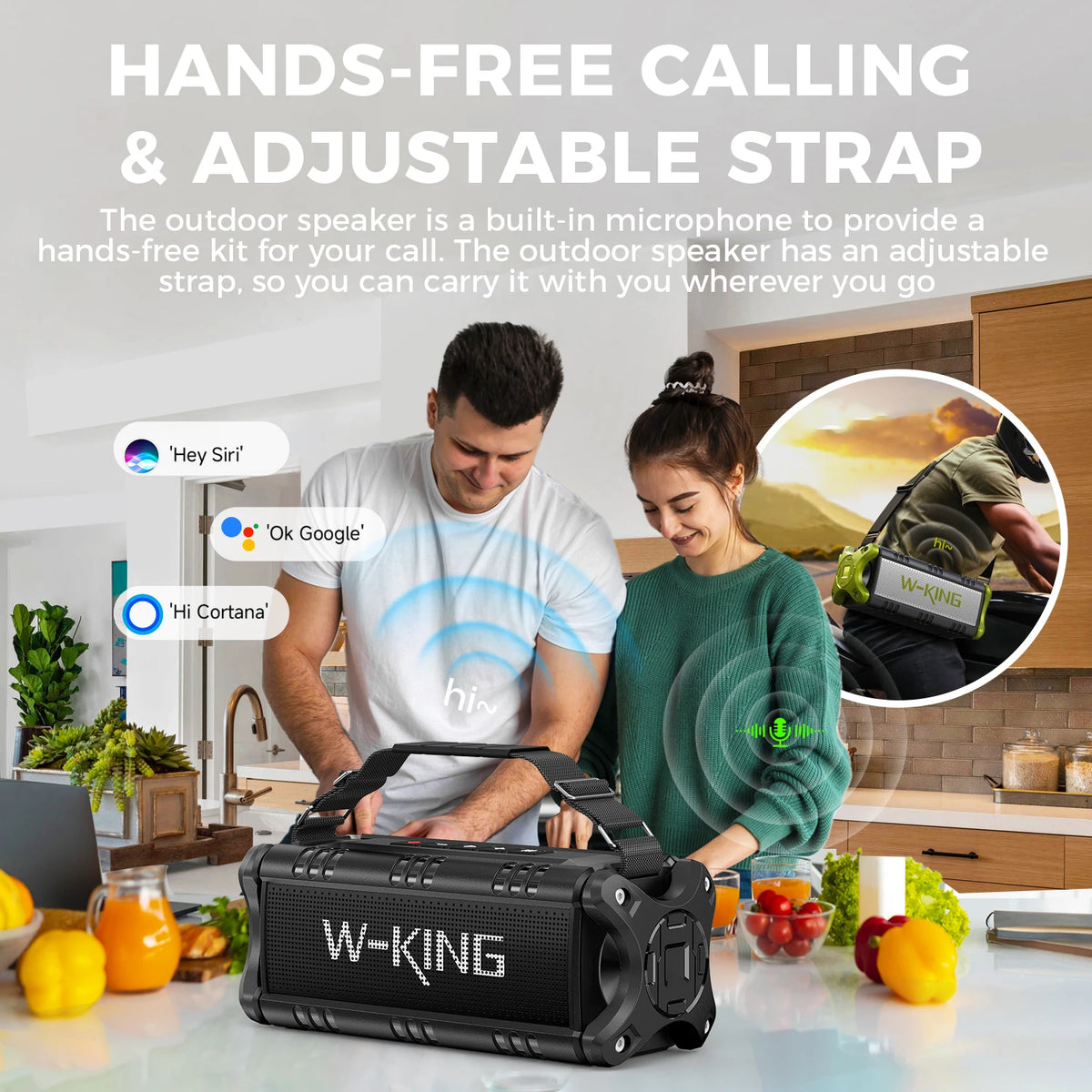 W-KING D8 Bluetooth Speaker, 50W RMS IPX6 Waterproof Loud Speakers Bluetooth Wireless, Large Outdoor Portable Party Box for Home, Outdoor, Beach, Swimming Pool