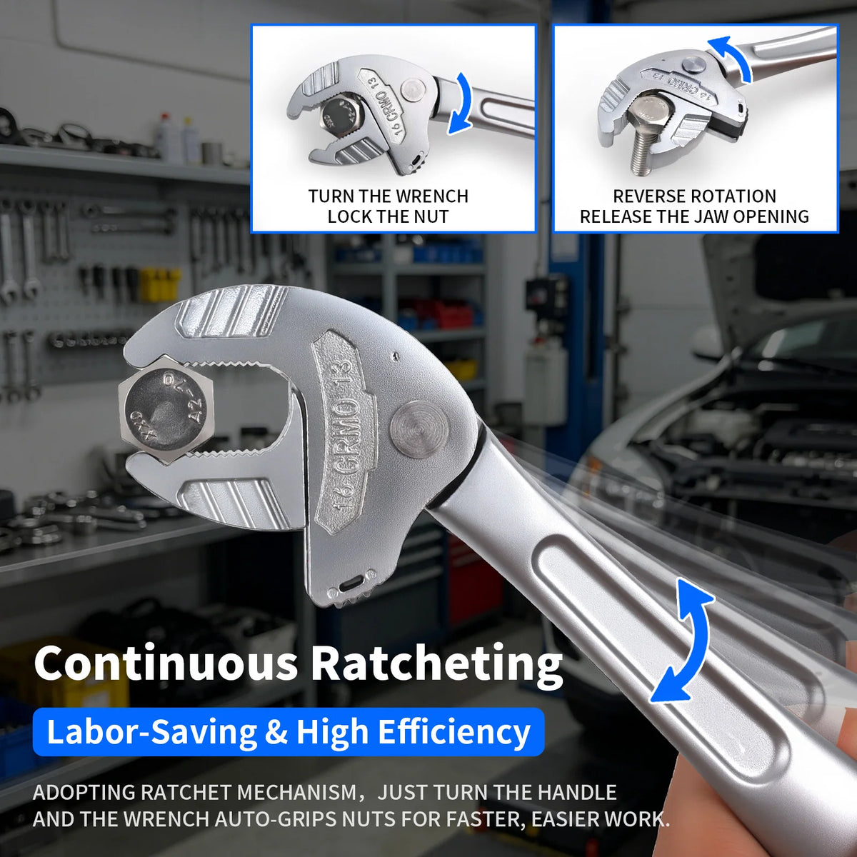 1PC Multifunctional Heavy-Duty Crab Claw Wrench Adjustable Ratchet Wide Jaw Self-Locking Wrench For Home Auto Pipe Manufacture