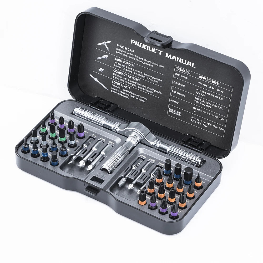 VMAN 40in1 Multifunction Ratchet Screwdriver Set Multi Magnetic Bits Mini Repair Tool Kit  Household Tool For PC & Iphone Etc.