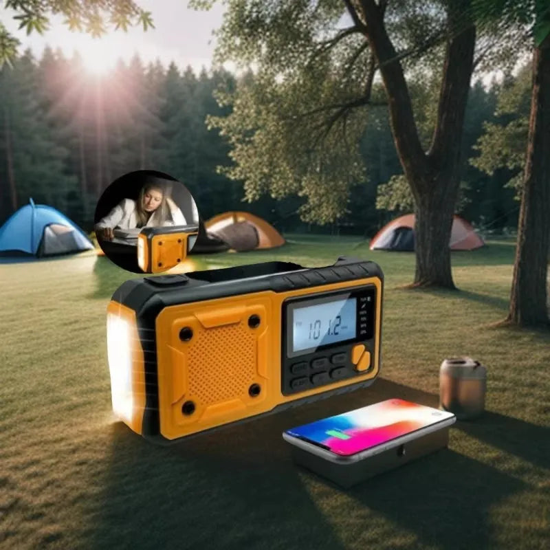 Survival Flashlight Crank Charging Solar Radio DAB+FM BT Emergency Kit Radio with 5000 MAh Power Bank and Alarm Clock Led Torch