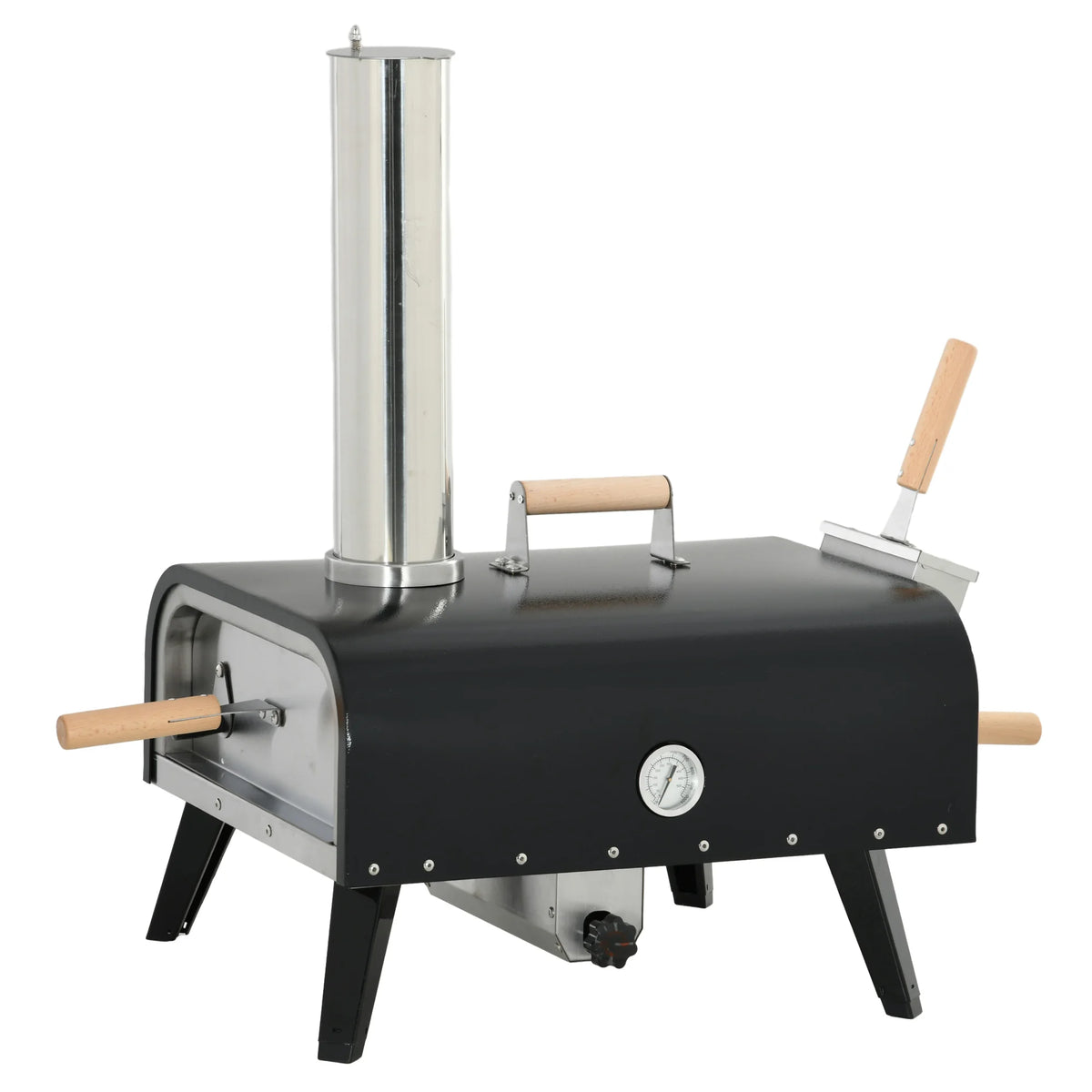 Outdoor Pizza Oven with Rotating Stone, 12" Wood Fired Pizza Maker