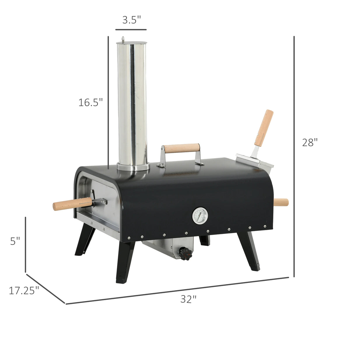 Outdoor Pizza Oven with Rotating Stone, 12" Wood Fired Pizza Maker