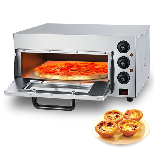 16 Inch Countertop Pizza Oven, 1600W Stainless Steel Electric Pizza Oven with Pizza Stone, Timer & Adjustable Temp for Home Commercial Use