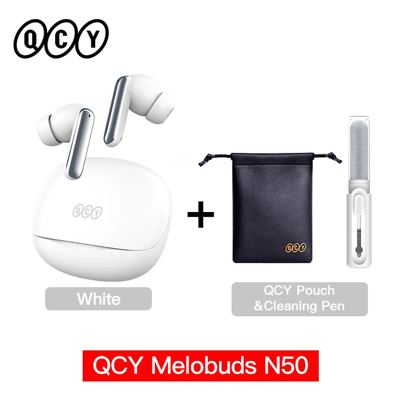 QCY Melobuds N50 ANC Bluetooth 5.4 Wireless Earphones Active Noise Cancellation 6 Mics Clear Call Earbuds Multipoint Connection